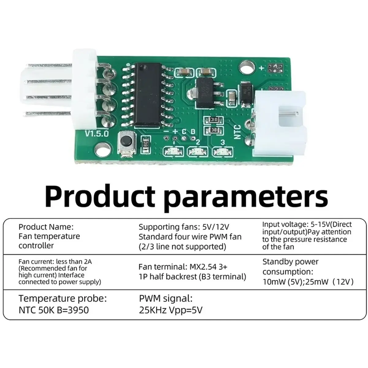 HDL PWM Fan Speed Governor 5V 12V 4 Wire Fan Temperature Controller 343 Combination Modes Low Power Standby Cooling