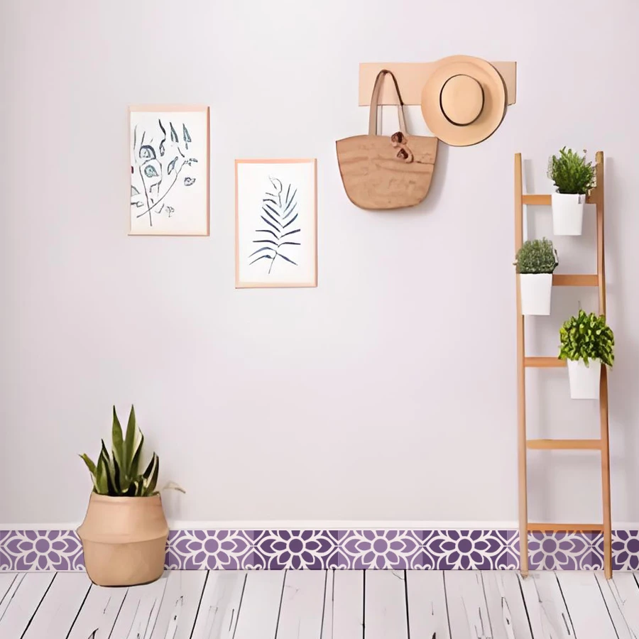 2PCS Floral Geometric Pattern Tile Stencil Template for DIY Decor