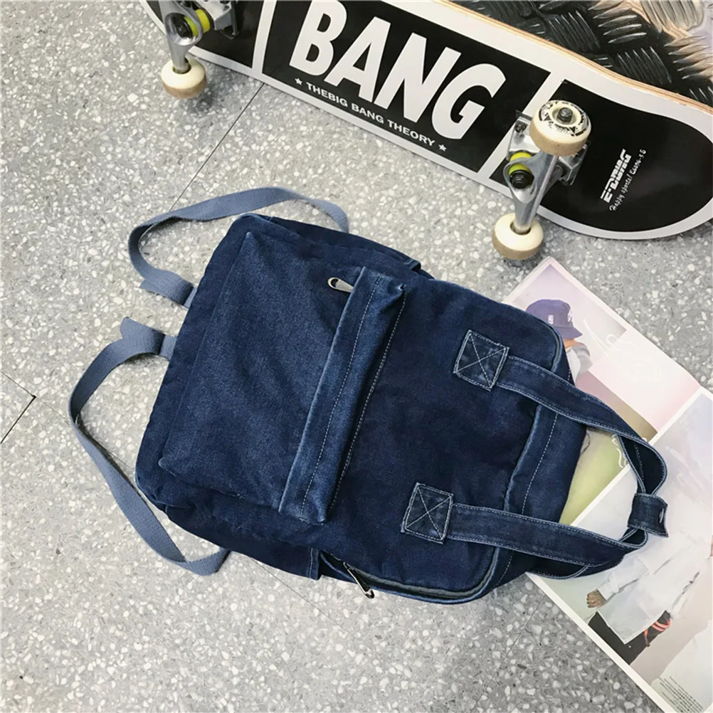 High Capacity Denim Backpack 30x11x36cm Durable Fashion Shoulder Bag for Men Women Students Large Storage Lightweight Breathable