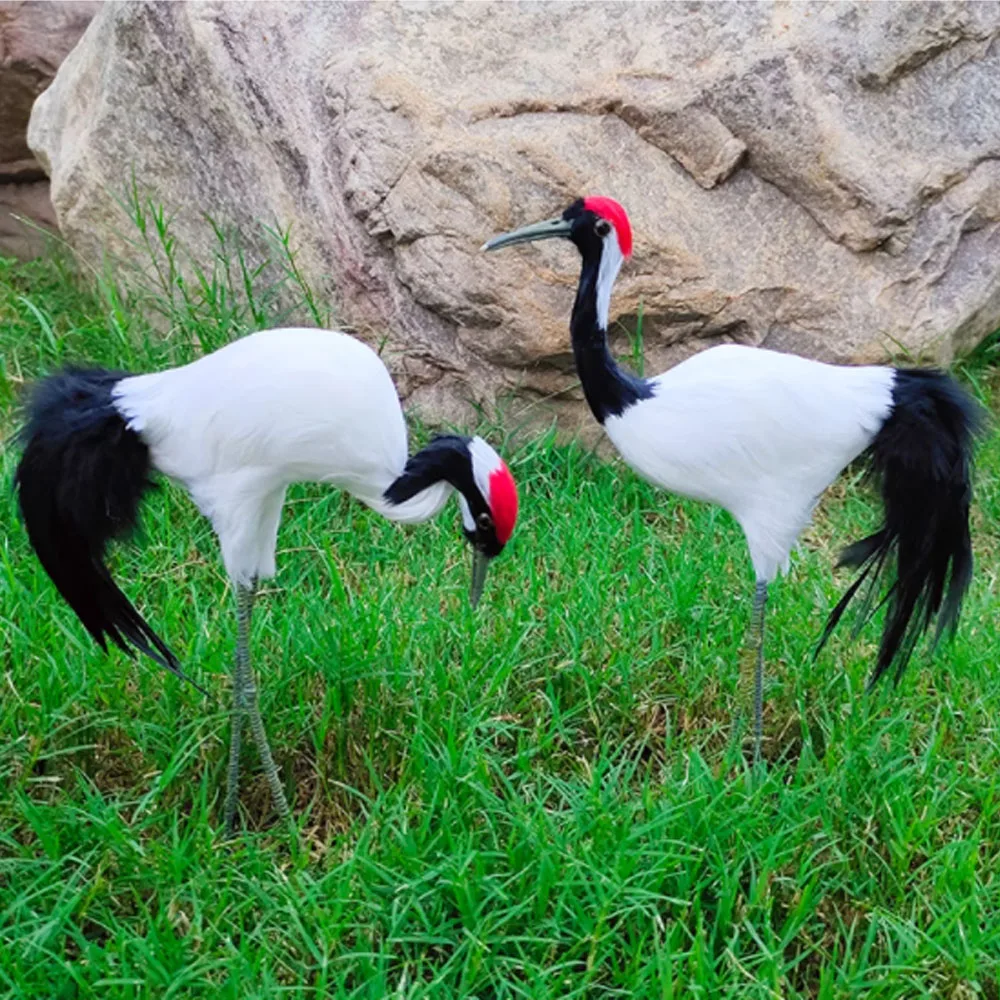 

bird model for garden Outdoor store shop hotel restaurant cafe bar decor simulation red - crowned crane bird animals figurines