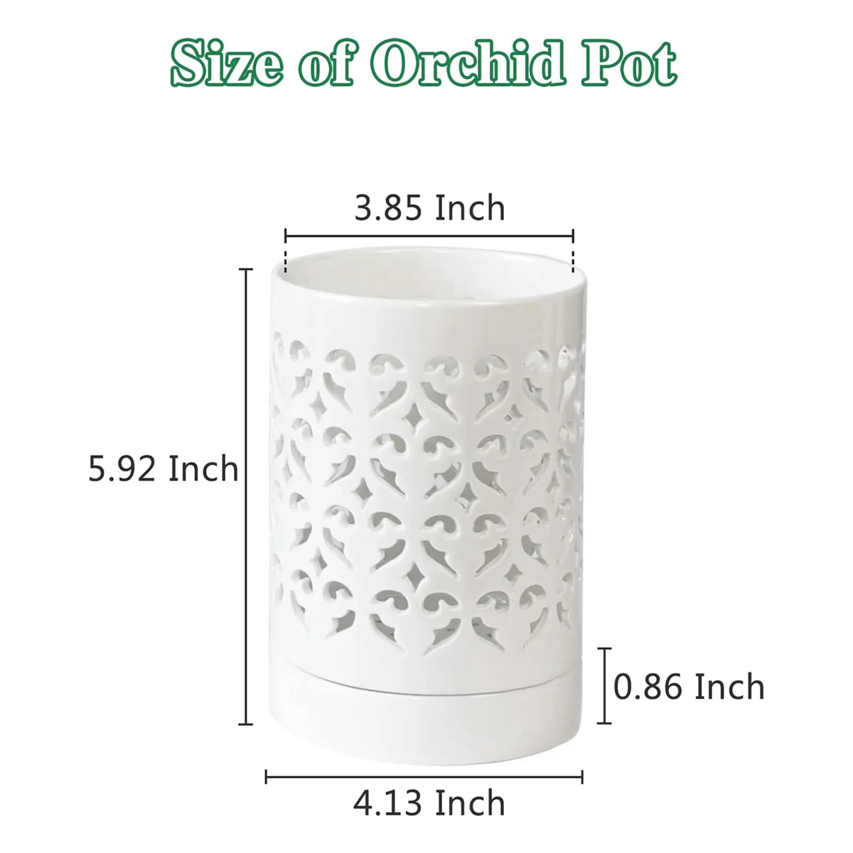 L60AOrchid Pots with Holes,4 Inch Ceramic Orchid Pot for Repotting, Flower Planter Pot Indoor Outdoor, Breathable White