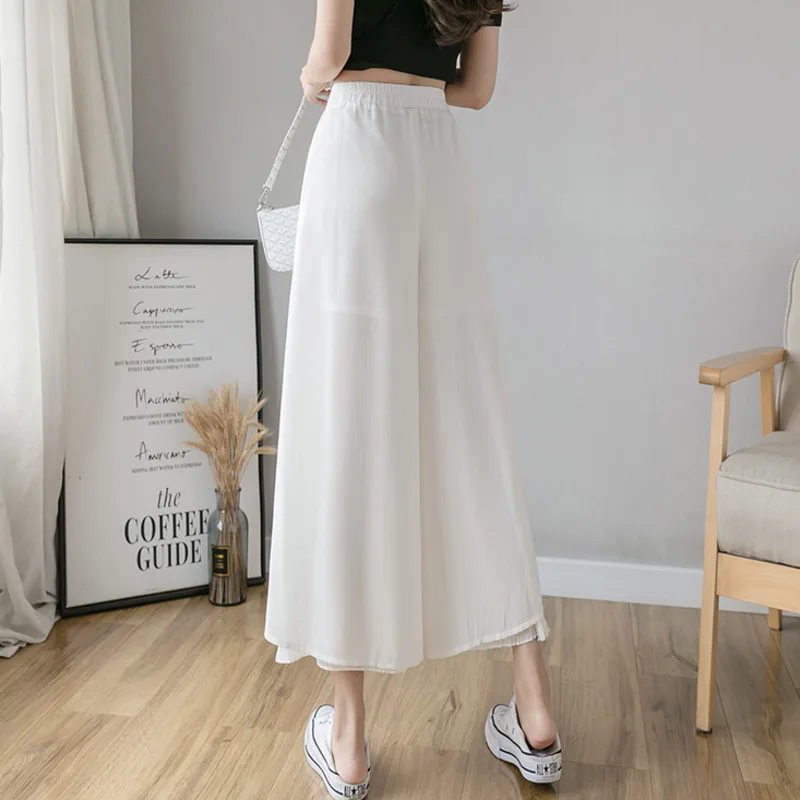 Women\'s Wide Leg Pants Korean Fashion Casual Elegant Loose Fitting Pants Clothing High Waisted Solid Color Wide Leg Pants Skirt