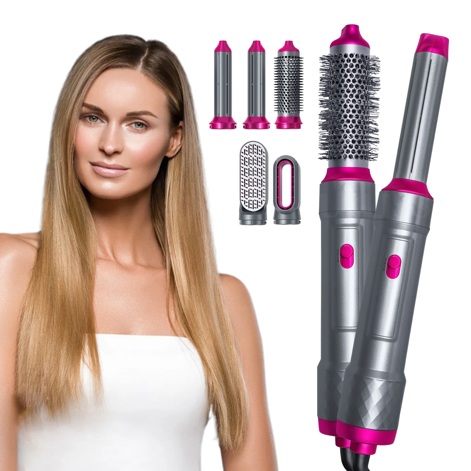 5 In 1 One Step Hair Straightener Curler Comb Hair Dryer Brush For Women Multi-function Hair Curler Styler Rollers Curling Set