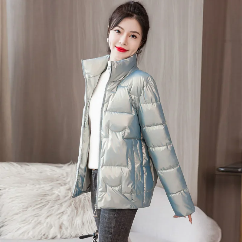 Parki damskie solidne zimowe grube, przycięte płaszcze z kołnierzem na stojach przytulne ciepłe koreańskie stylu Ulzzang dominujące wąska bluza Casual Ins