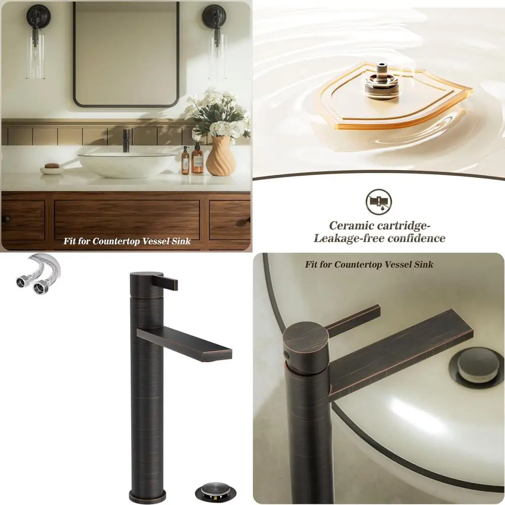 

Современный масляный бронзовый смеситель для раковины с одной ручкой, выдвижным сливом и линией подачи, FH02-ORB-V