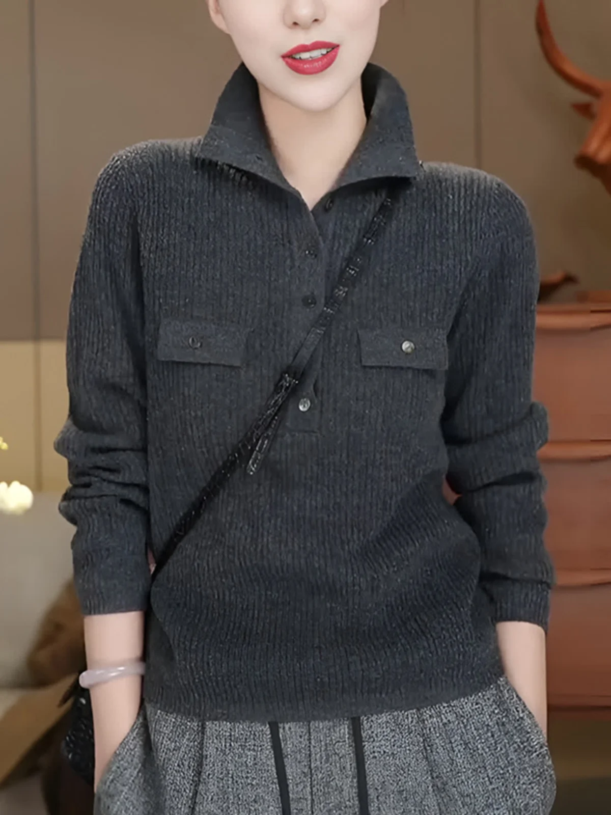 

Deep ey Comfortable Classic Knitwear Trendy Retro Autumn Versatile Faionable New Sle Commute Sle Korean Version Slim Fit