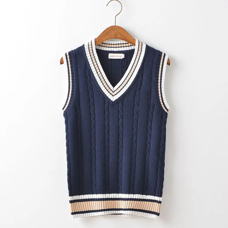 2023 Sweater Vest Men Autumn Winter Plus Velvet V-neck Striped Big Size 5XL Oversize Mens Couples Preppy Style Students Vests