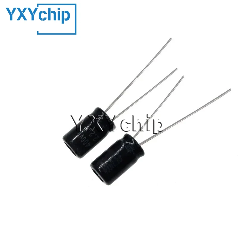100pcs 400V 2.2uF 400VDC 2.2MFD 6*11mm Aluminum Electrolytic Capacitor Radial