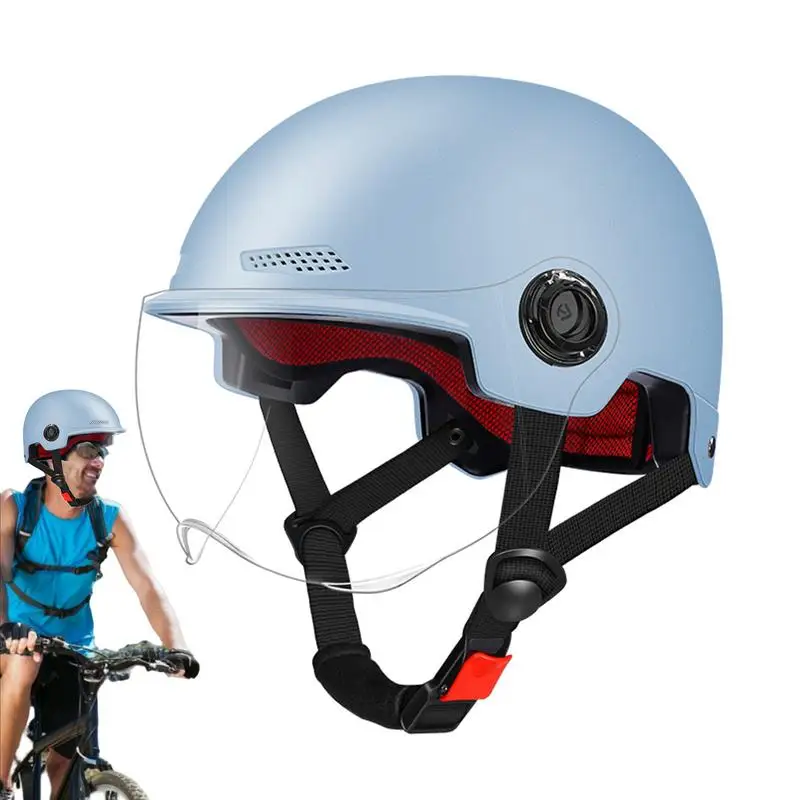 

Helmets with Visor Shockproof Cycling Helmets Anti-glare Detachable Goggles 2H Hardness Ebike Helmets Adjustable Bicycle Helmets