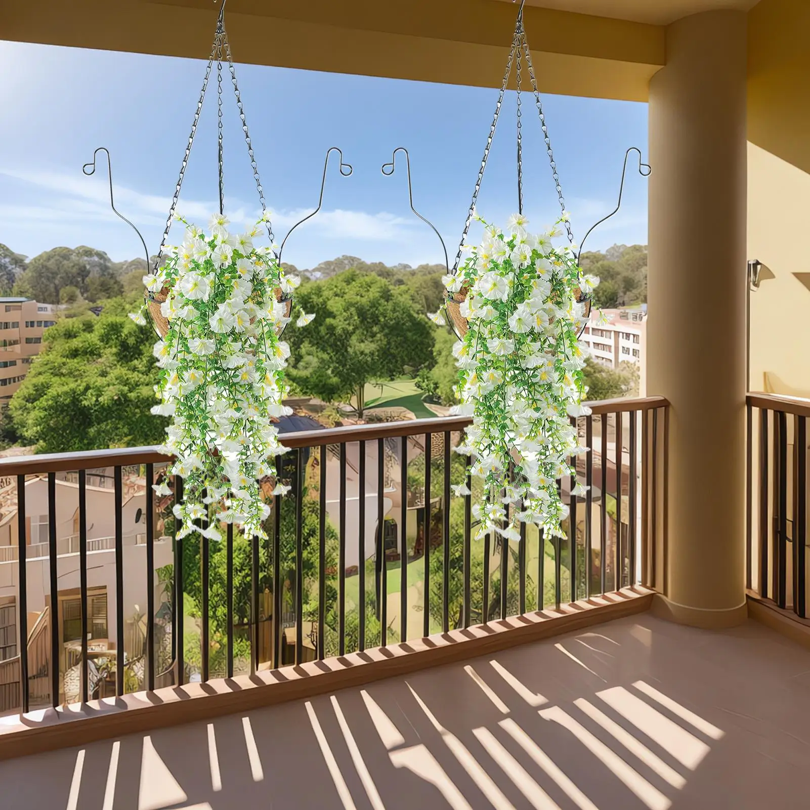 

Artificial Hangable Flowers Artificial Fake Hangable Flowers Plants Baskets Suspending Faux Floral Plant Decoration For Yard