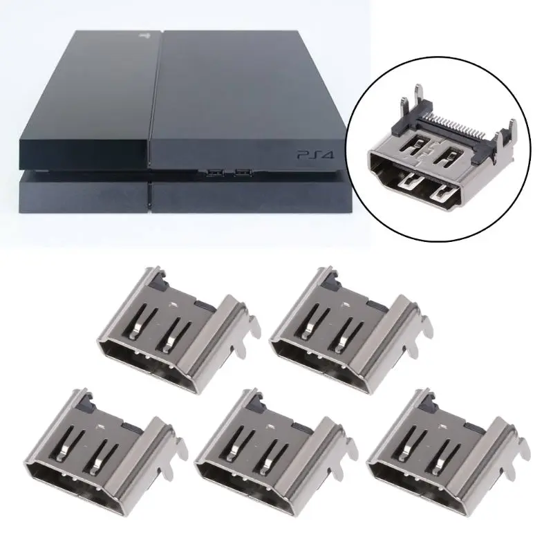 

5Pcs/set Replacement HDMI-compatible Port Socket Interface Connector Repair Part Compatible with PS4 Console