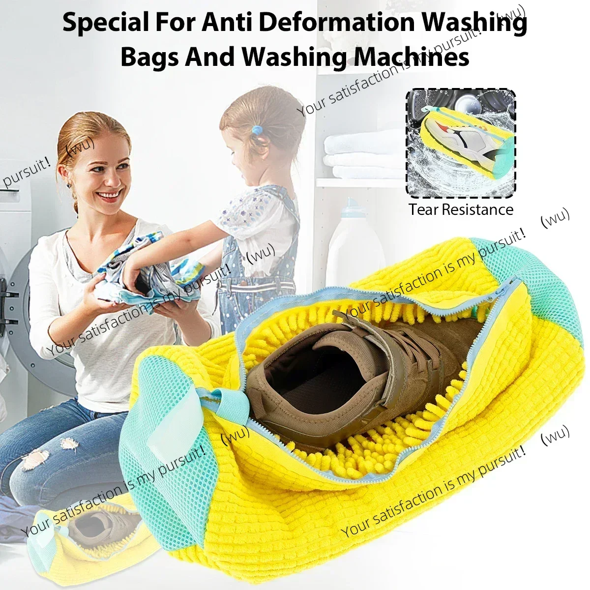 Shoe Wash Bag with Zipper Breathable Cotton Laundry Bag for Sneakers Delicates Gentle Machine Drying Reusable Laundry Shoe Bags