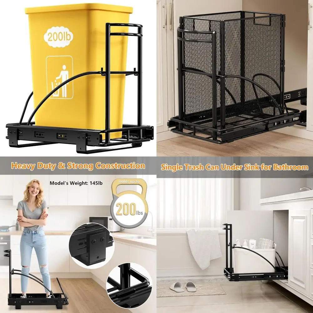 

Heavy-Duty Slide-Out Waste Bin, 50Qt Under-Sink Garbage Can, 13 Wide x 1 Deep, 7-13 Gallon Capacity