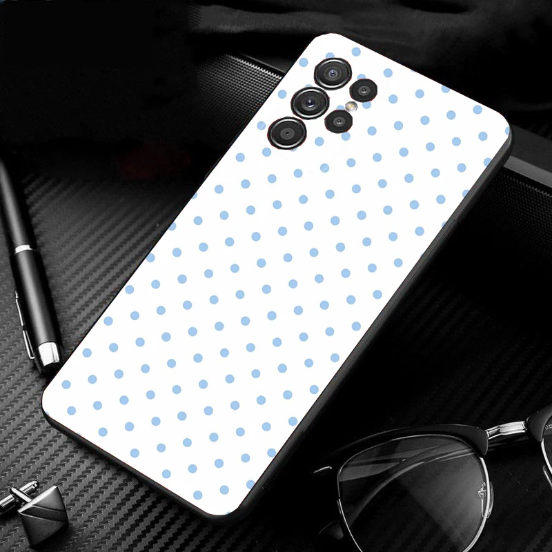 Blue White Polka Dots Phone Case For Samsung Galaxy S26 Ultra S25 S24 S23 S22 S21 Plus S24 S23 S20 S26FE Cover
