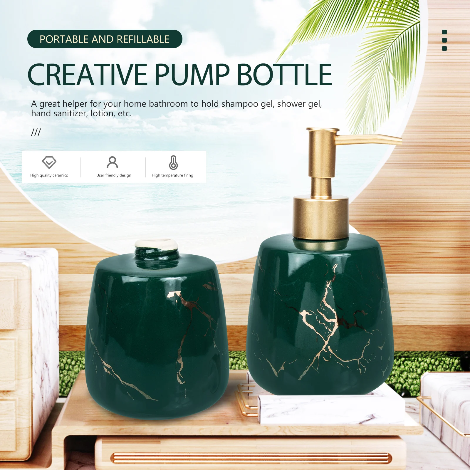 

Marble Look Soap Dispenser Shampoo Bottle Large Capacity Refillable Pump Ceramic Pump Bottle Home Salon Hotel Use