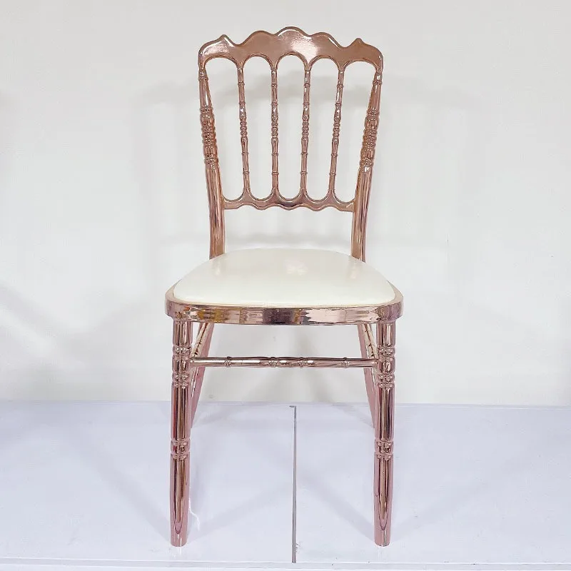 Hotel Restaurant Terrace Iron Chair Outdoor Wedding Electroplating Rose Gold Bamboo Back Chair Metal Chair Household Dining Chai