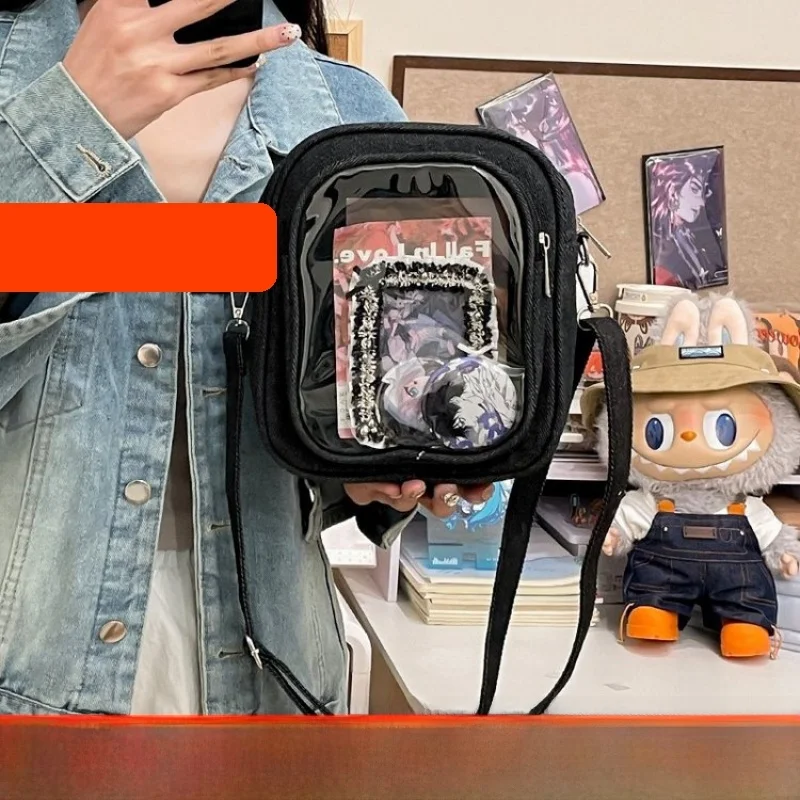 Korean Style Sweet Shoulder Transparent Pain Bag Crossbody Bag Versatile Student Daily Soft Synthetic Leather Large Size Buck...
