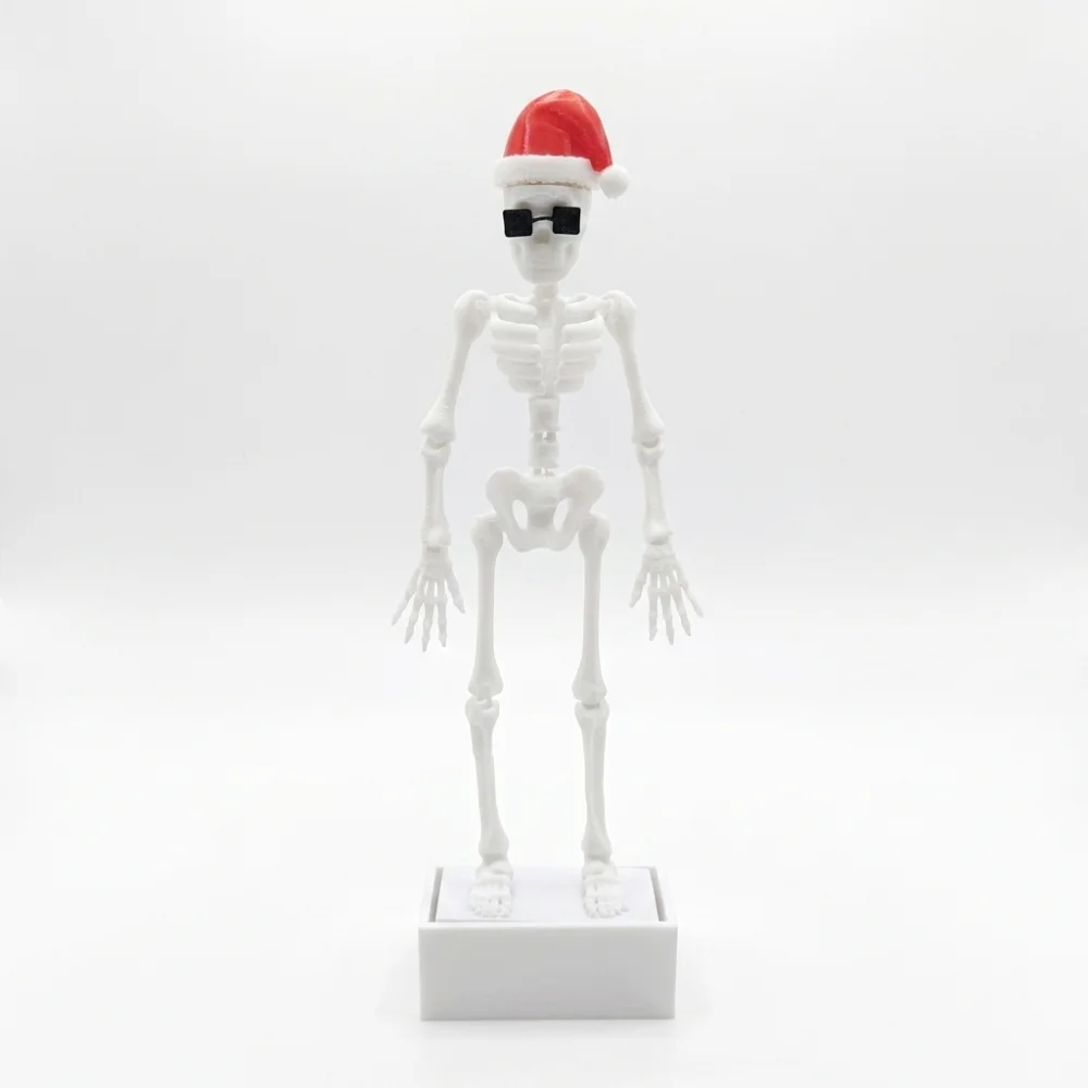 3D Printed Christmas Dancing Skeleton Aquarium Bubbler Wear Hat Sunglasses Plastic Dynamic Skeleton Bubbler Air Driven Gothic