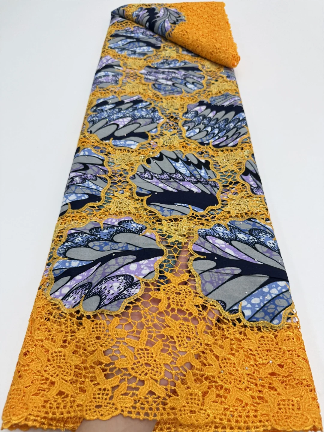 Tela de encaje brocado africano de lujo de 5 yardas, tela de encaje estampada de satén Ankara 100% de alta calidad para vestido de noche de mujer
