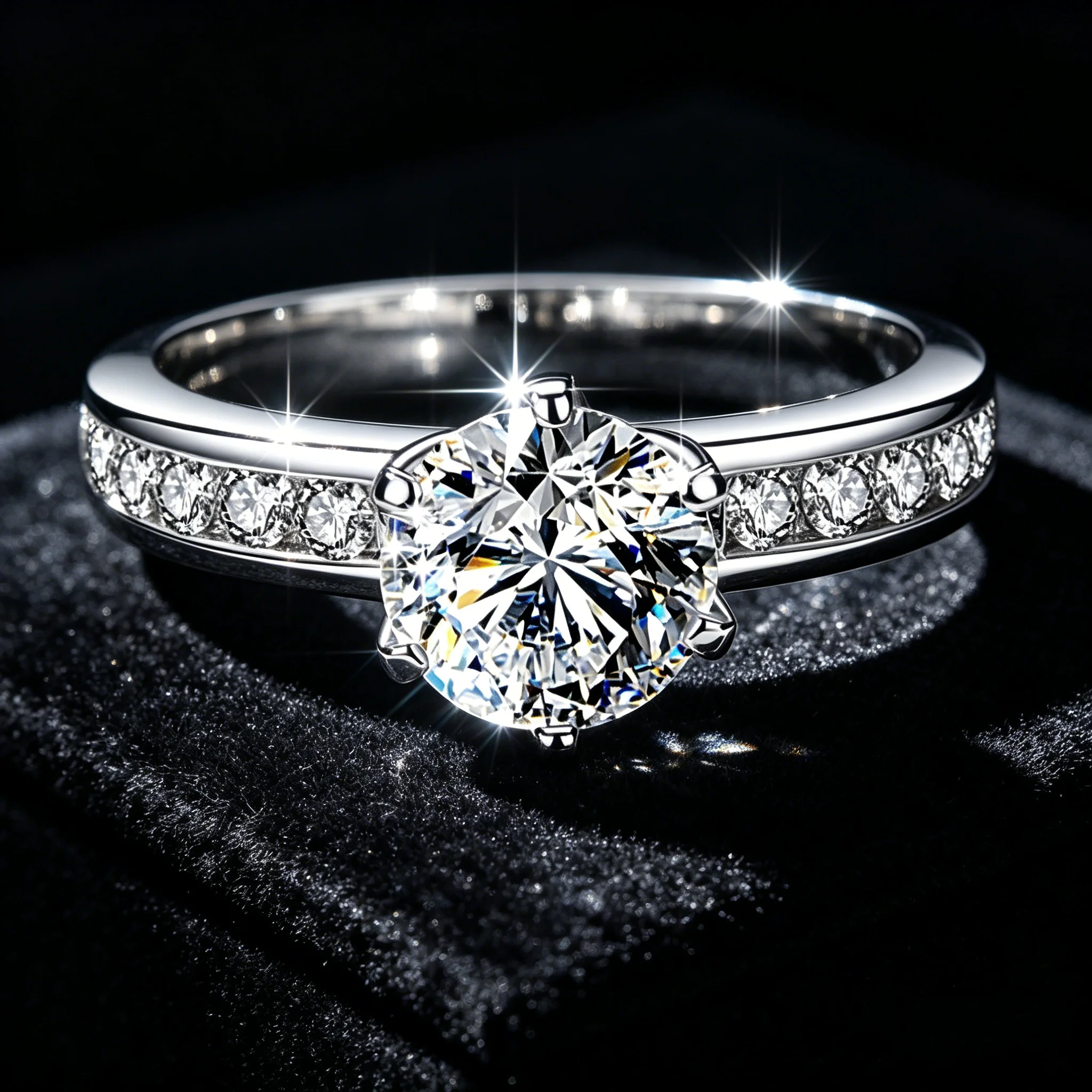 

Sapphires ring, 1 carat, six-prong setting, plated with Pt950, 925 sterling silver, high-quality jewelry piece