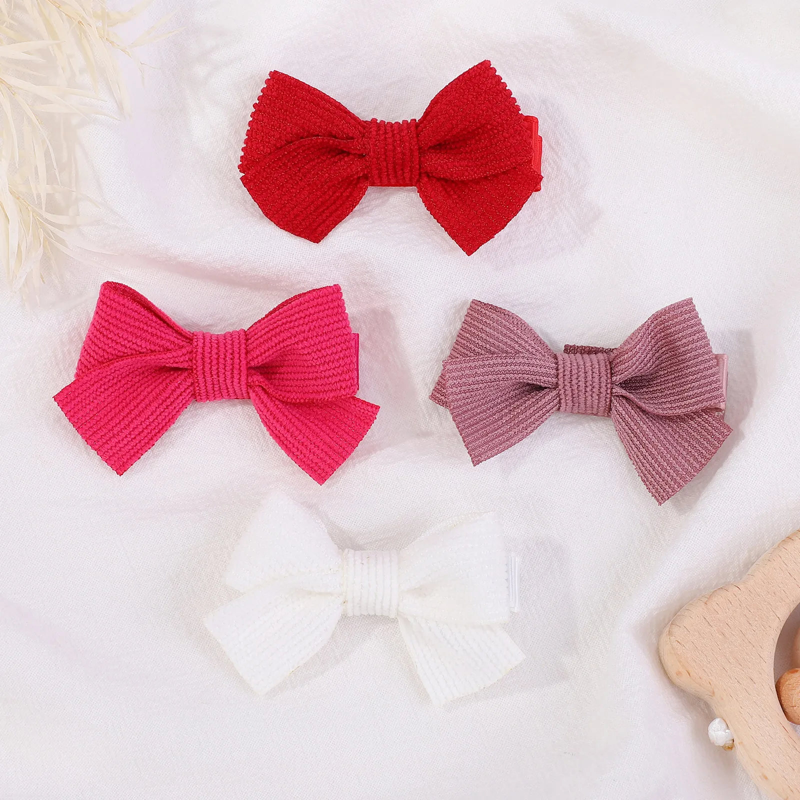 

2pcs/set Hair Bows Corduroy Safe Hair Clips Newborn Girls Princess Hairpins Barrettes for Infants Toddlers Baby Hair Accessories