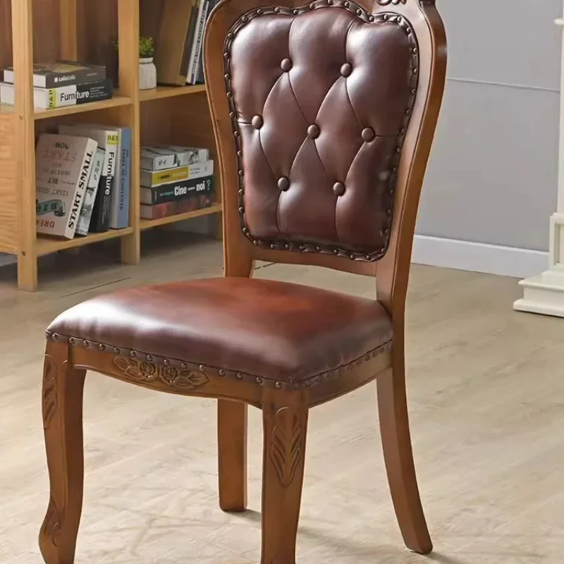 Contemporary American-style Carved Leisure Solid Wood Chair Hotel Conference Backrest Chair Fauteuil Mariage Hotel Furniture