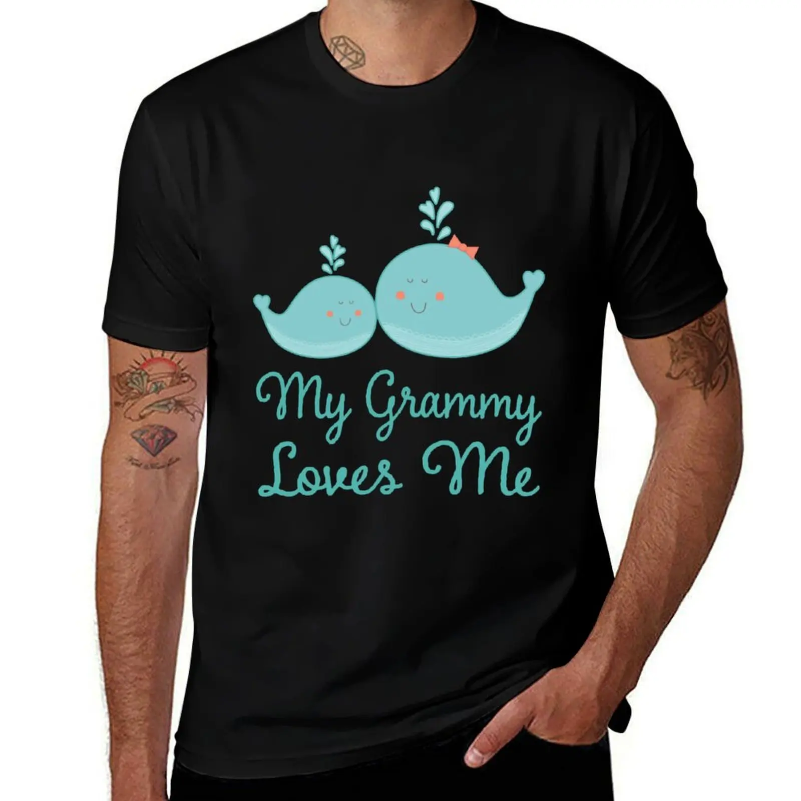 My Grammy Loves Me Whale Grandchild T-Shirt t shirts for man slim fit T-Shirt