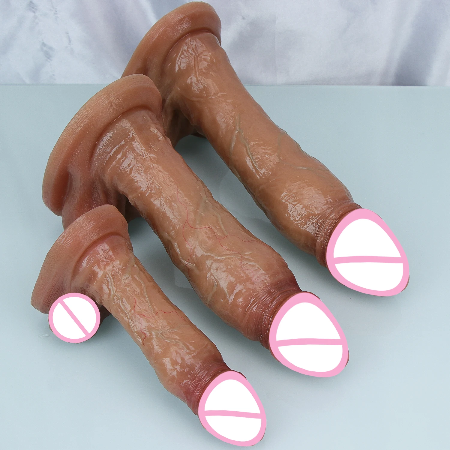 Realistic Soft Big Brown Dildo Double Silicone Masturbators Black Penis Anal Sex Toys for Man Woman Powerful Suction Cup Dick