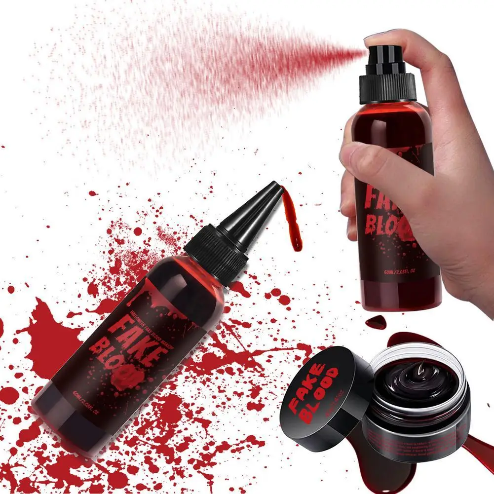 

Halloween Spray Create Realistic Blood Effects Horror Fake Blood Spray Halloween Cosplay Makeup Washable Makeup Kit