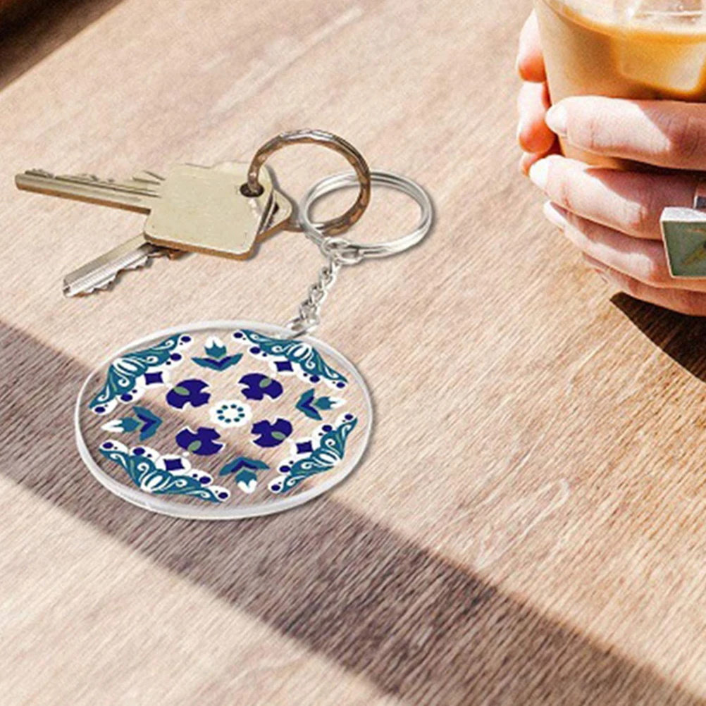 

120 pcs Acrylic Keychain Blanks Round Decorative Craft Supplies Multi Function Key Pendant Jewelry Making Kit