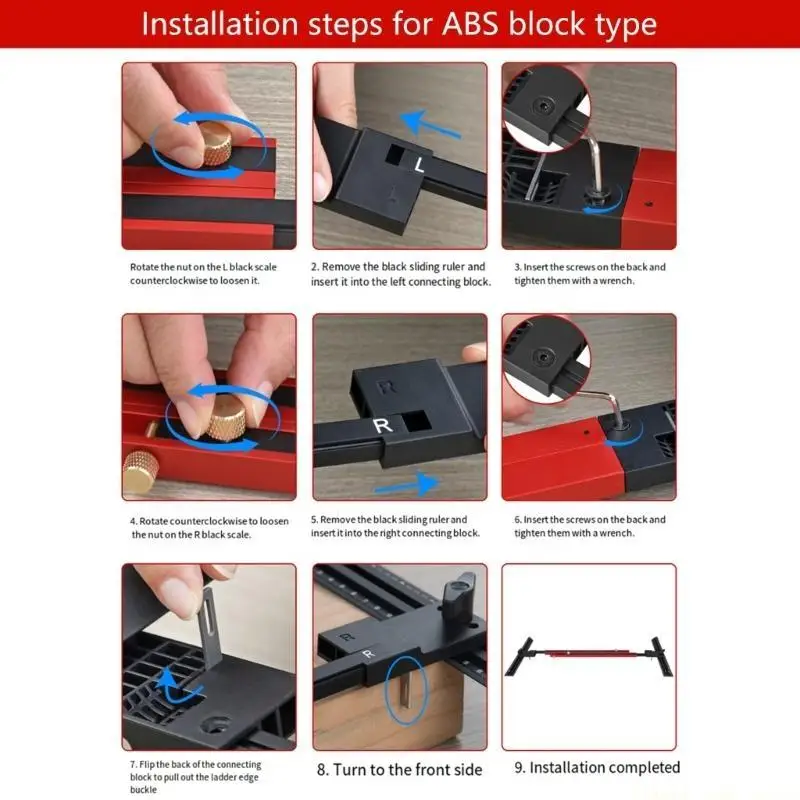 A2BE High Accuracy Stair Measurement Tool With Locking Side Block Aluminum ABS Stair Template Tool for DIY Installations