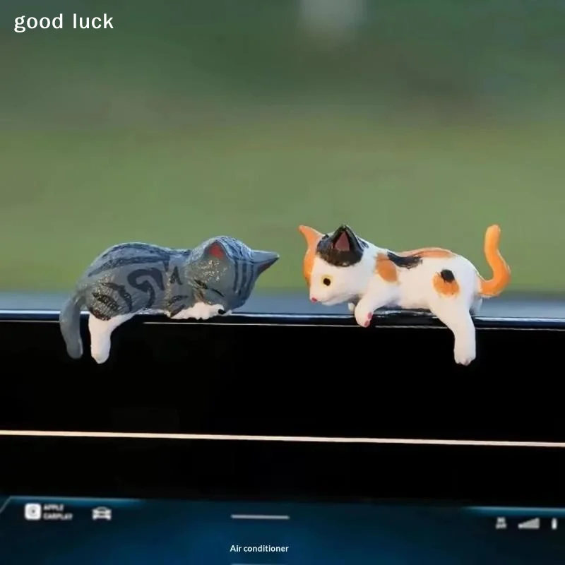 Answer5Pcs Mini PVC Cat Ornaments Cute Hanging Design Multiple Styles For Monitor Car Dashboard Desktop Decor