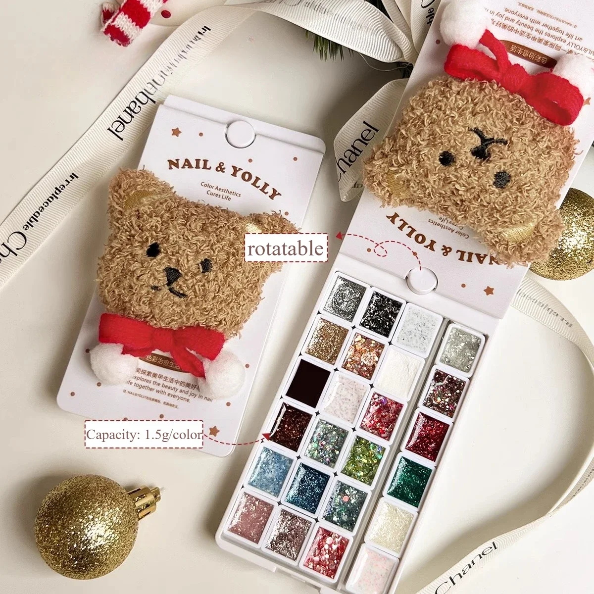 

NAIL&YOLLY 24Colors Christmas Red Green Solid Gel Nail Semi Permanent Glitter Gold Silver UV/LED Soak Off Gel Varnishes