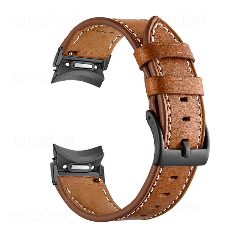 Quick fit Strap For Samsung Galaxy Watch 7 6 5 4 40/44mm Leather Watchband For Watch 6 Classic 43/47mm No Gap Curved end Adapter