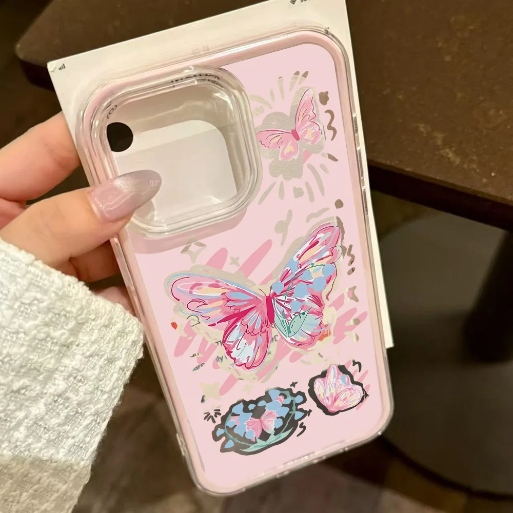 2 في 1 كاندي اللون قضية الهاتف آيفون 17 برو ماكس 13 16 11 15 14 12 الهواء 17 برو ماكس سيليكون شفاف فراشة فوندا غطاء #3