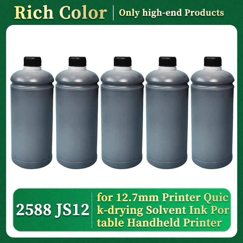 100/500/1000ML Refillable Ink compatible 2588 JS10 JS12 for 12.7mm Printer Quick-drying Solvent Ink Portable Handheld Printer