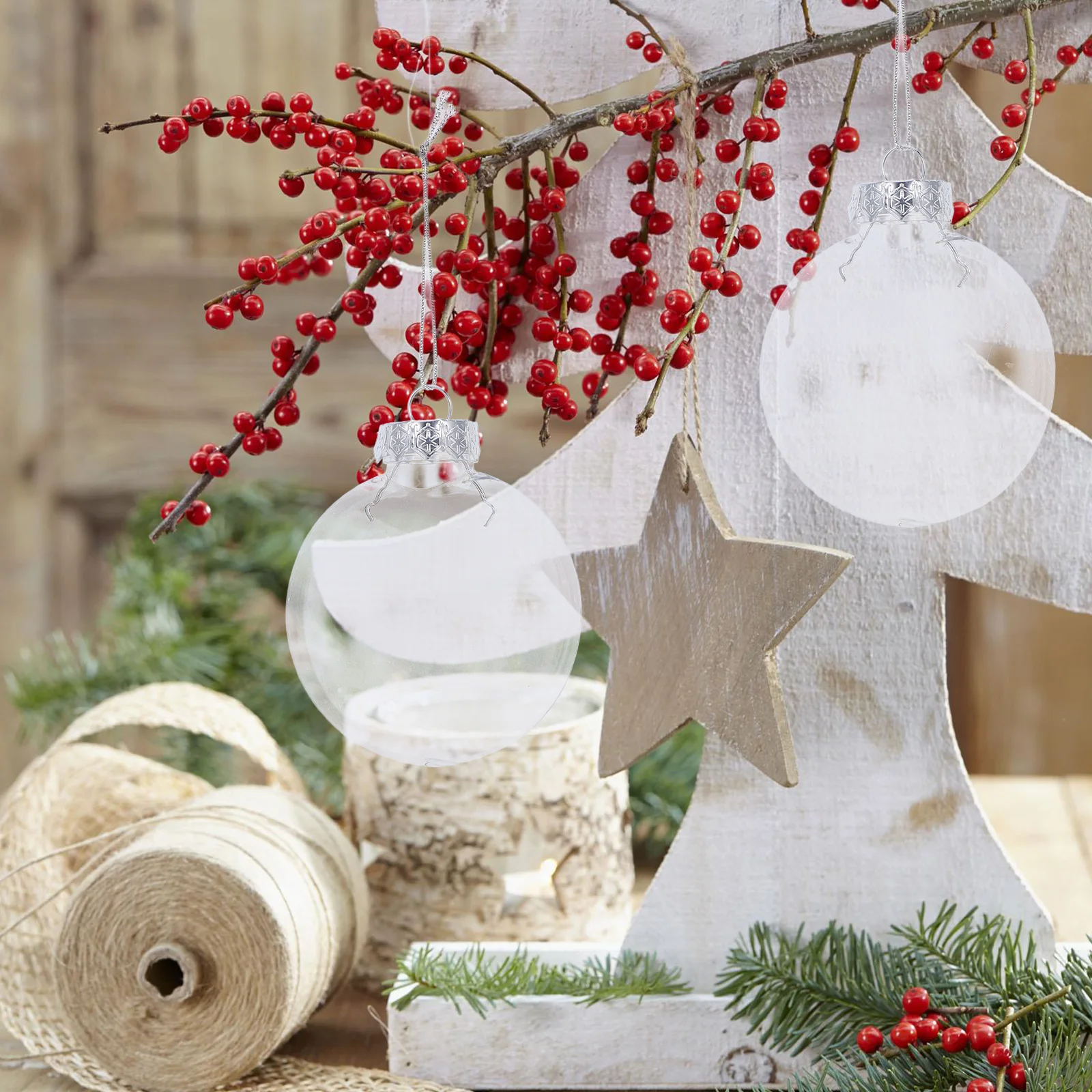 

6pcs Clear Christmas Ball Ornaments 8Cm Transparent Fillable Plastic Hanging Baubles For Holiday Tree Decor Diy Craft Xmas