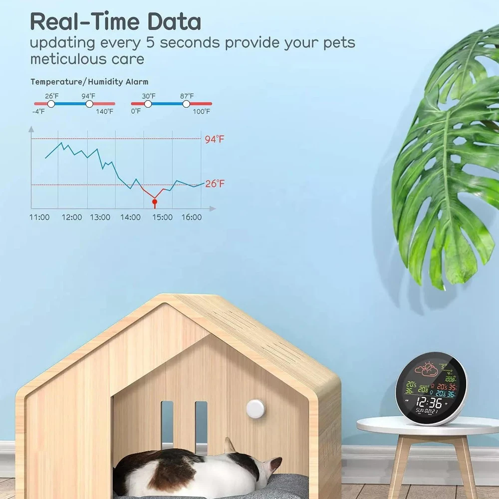 WIFI محطة الطقس اللاسلكية الرقمية توقعات المنزل درجة الحرارة داخلي ميزان الحرارة في الهواء الطلق التطبيق التحكم عن بعد سجل الرطوبة #5