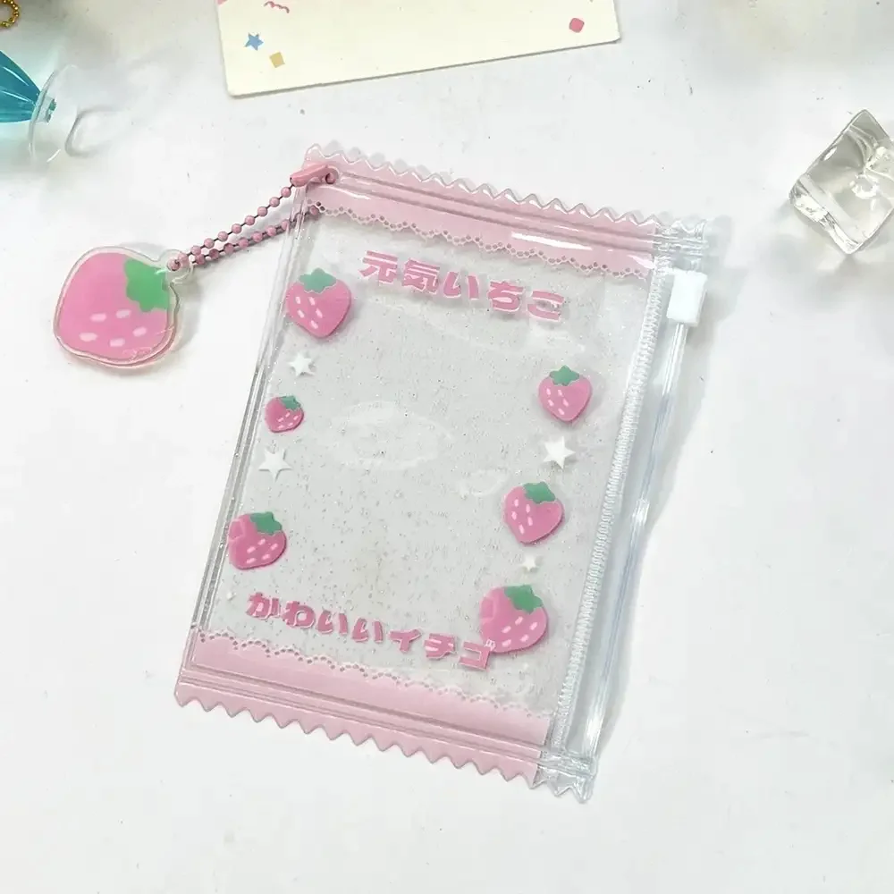 Lucky Clover Theme Japanese Photo Card Holder Cute Snack Packaging Bag PVC Transparent Card Holder for 3inch Photocard Protector