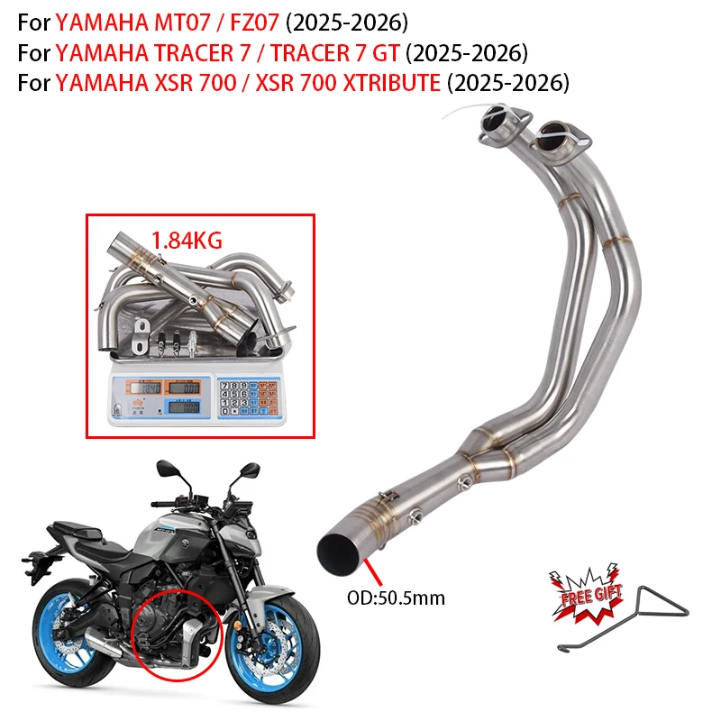 

For Yamaha MT07 FZ07 TRACER 7 GT XSR 700 XTRIBUTE 2025 2026 Motorcycle Exhaust System Motorcross Front Link Pipe Moto Escape