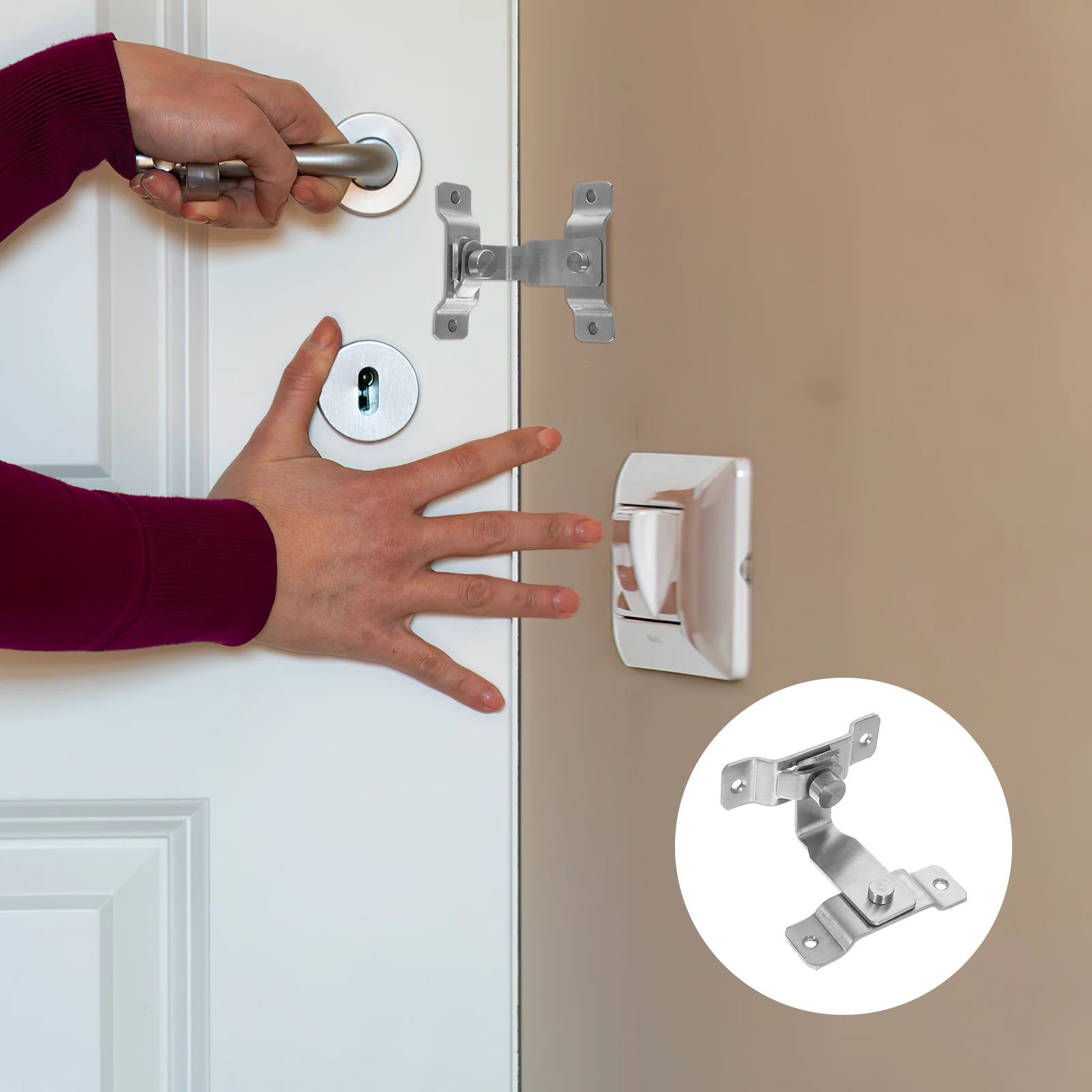 

Stainless Steel Buckle Latch Lock Right Angle Thickened Fixed Rod Durable Corrosion Resistant Easy Install Bedroom Garage Garden