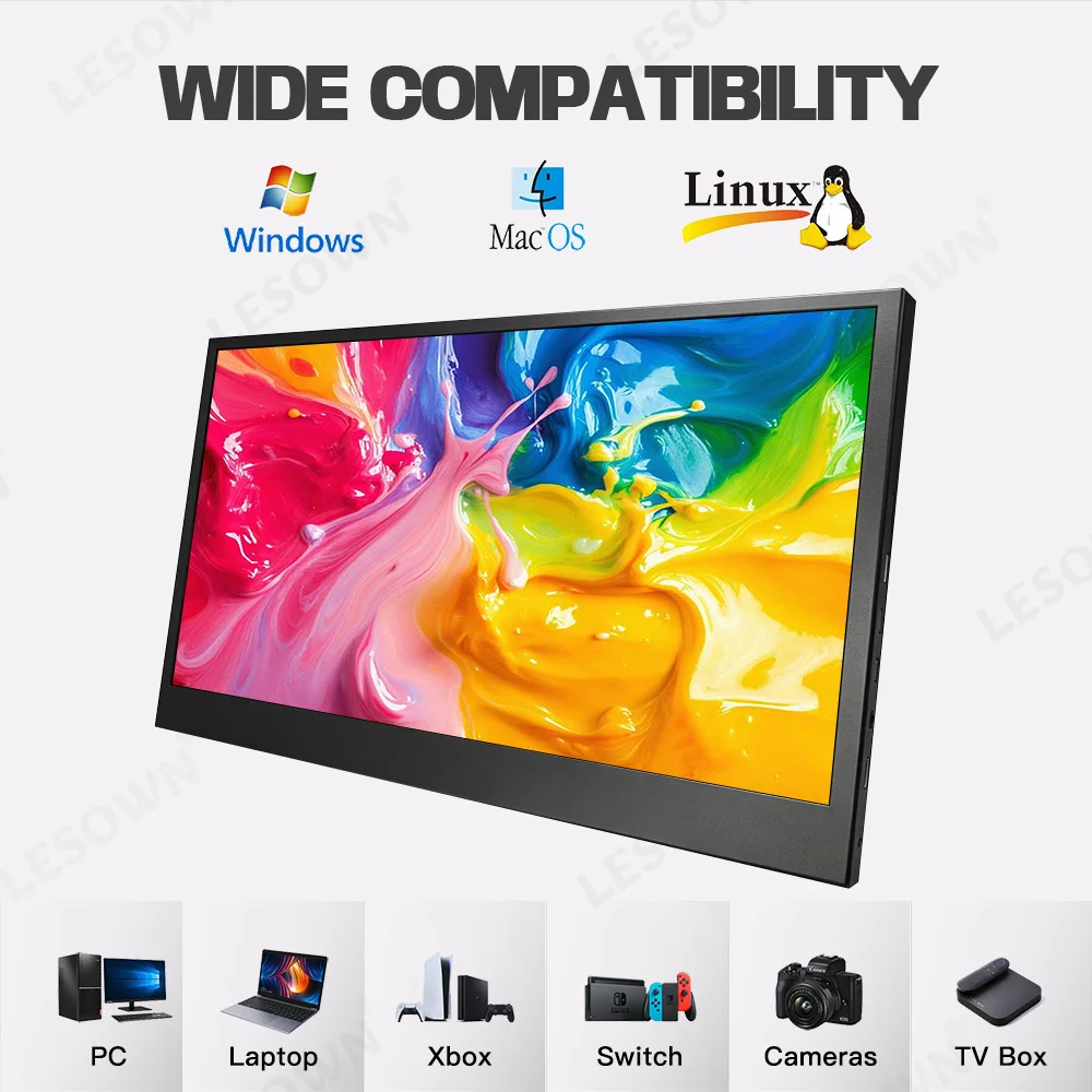 LESOWN Computer Rig Secondary Sensor Screen 12.5 Inch 2K Matte Display Panel with VESA Mount for PC Gaming Hardware Monitoring