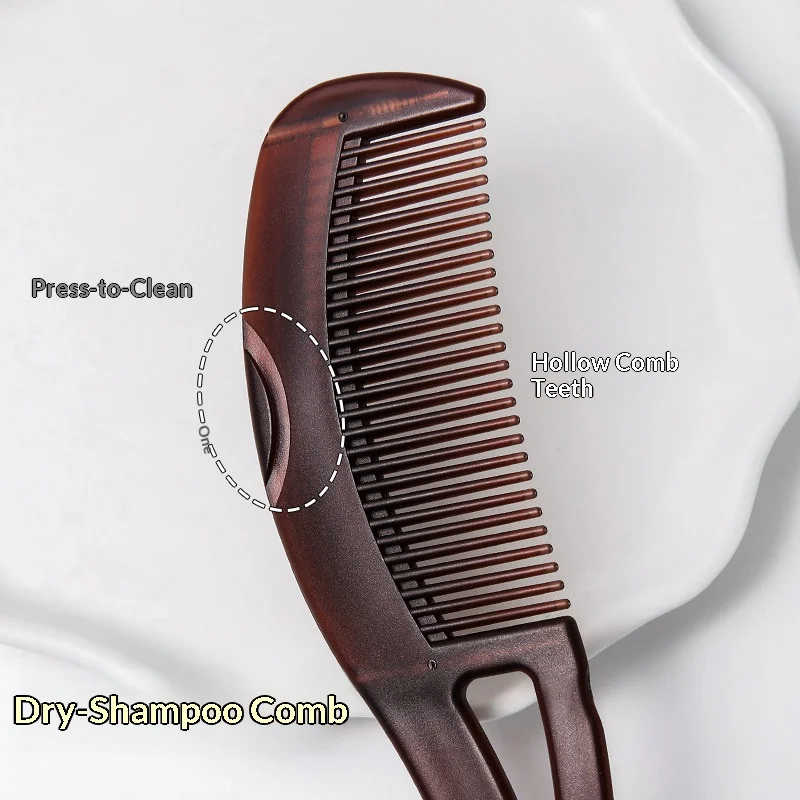 Oil‑Control Scalp Hair Comb Press‑to‑Clean Hollow Teeth Hairbrush for Oily Scalp Remove Grease Dandruff Fluffy Hair Styling Tool