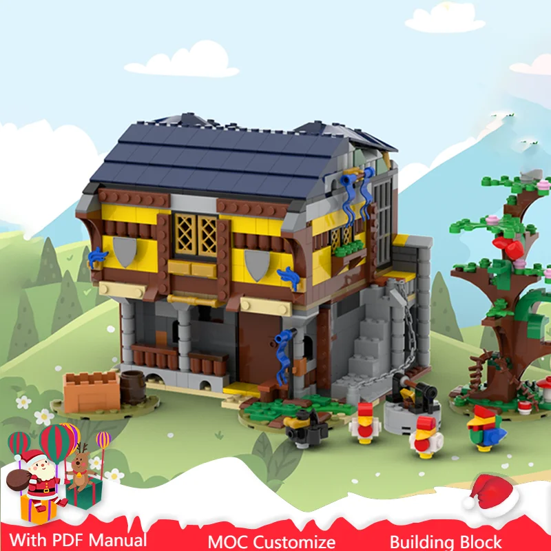 

905 шт. MOC креативные средневековые роскошные модульные строительные блоки в таверне, модель, обучающая игрушка «сделай сам», сборка для мальчиков, подарки на день рождения