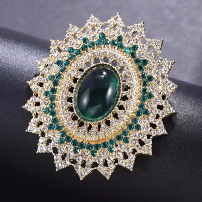 Art Deco Vintage Enamel Crystal Green Oval Women\'s Brooch Pin Badge Pin Gift Versatile Novelty Elegant For Party Outing