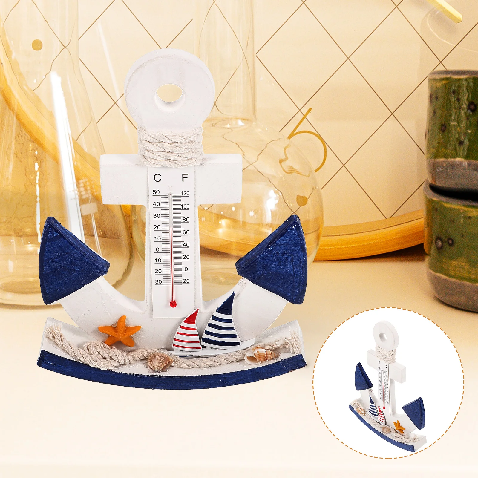 Decorations Ornament for Anchor Shaped Thermometer Household Temperature Gauge Home Ocean Theme Bedroom Child