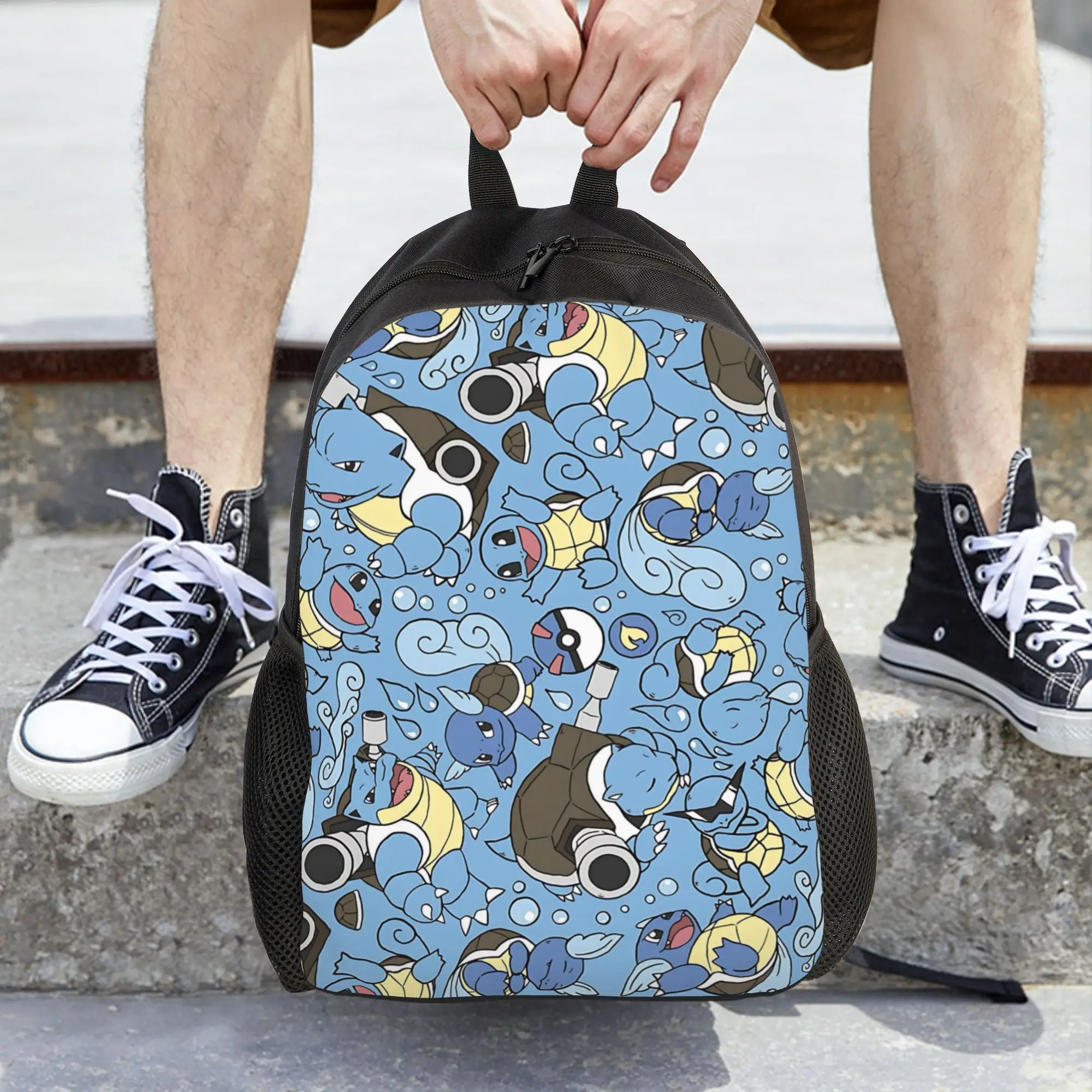 Fashion Pokemon Theme Blastoise Backpack ita bag  mochila Snack Storage Travel Sturdy Shoulder Rucksack