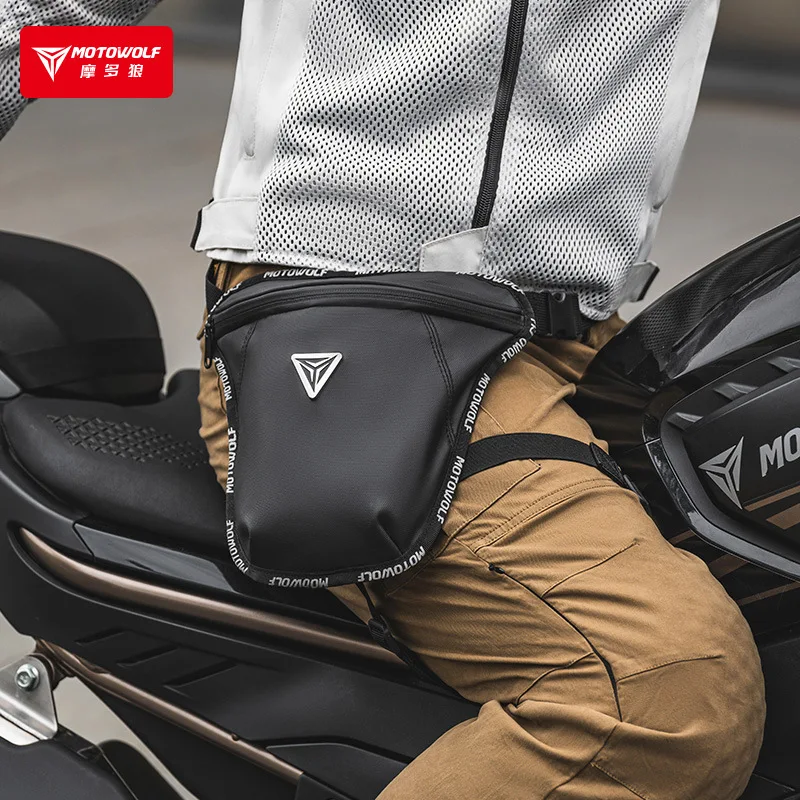 

Motowolf Men Motorcycle Leg Bag Waterproof Bike Leg Pouch Lightweight Casual Running Thigh Bag Outdoor Sport Waist Pack Black
