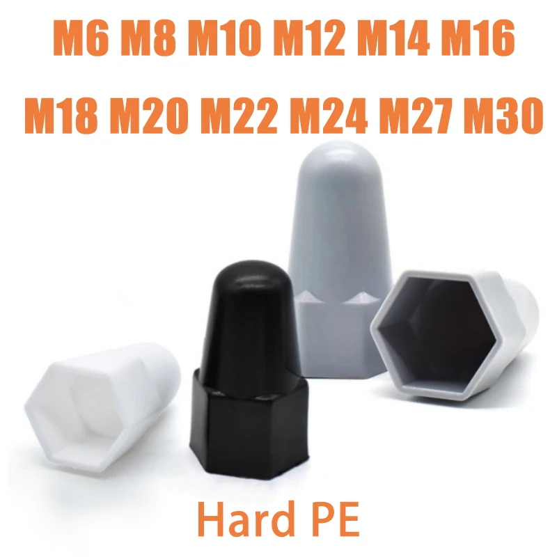 Hexagonal Nut M6M8M10M12M14M16M18M20M22M24M27M30 PE Plastic Nut Protection Caps Hex Screw Protective Sleeve Lengthen Nut Cap