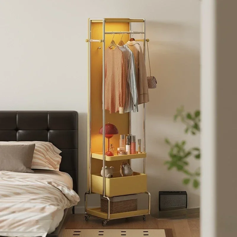 Movable full-length mirror, bedroom coat rack with mirror, integrated storage, rotating floor-to-ceiling full-length mirror